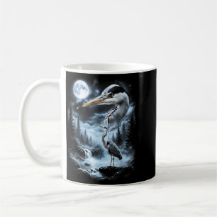 Blue Heron Howling At Moon 90s Retro Bird Coffee Mug