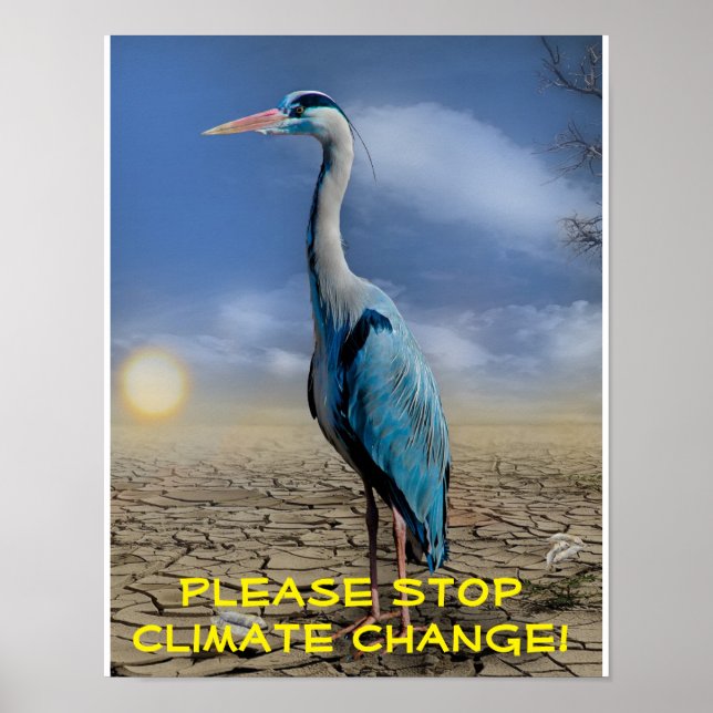 Blue heron in a drought poster (Front)