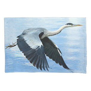 Blue Heron in Flight Over Water Pillowcase