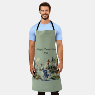 Blue Heron In Lake Happy Father's Day  Apron