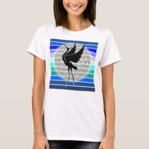 Blue Heron Majestic  Silhouette on Lake Full Moon T-Shirt
