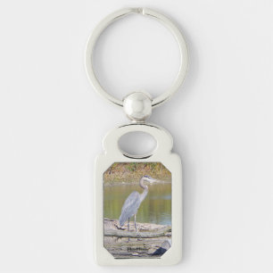 Blue Heron metal key chain
