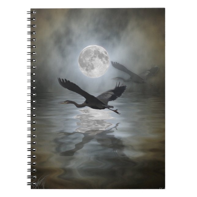 Blue Heron Moon Wild Animal  Notebook (Front)