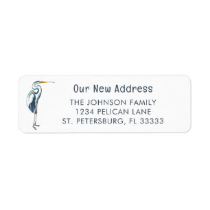 Blue Heron Moving Announcement Return Address Label
