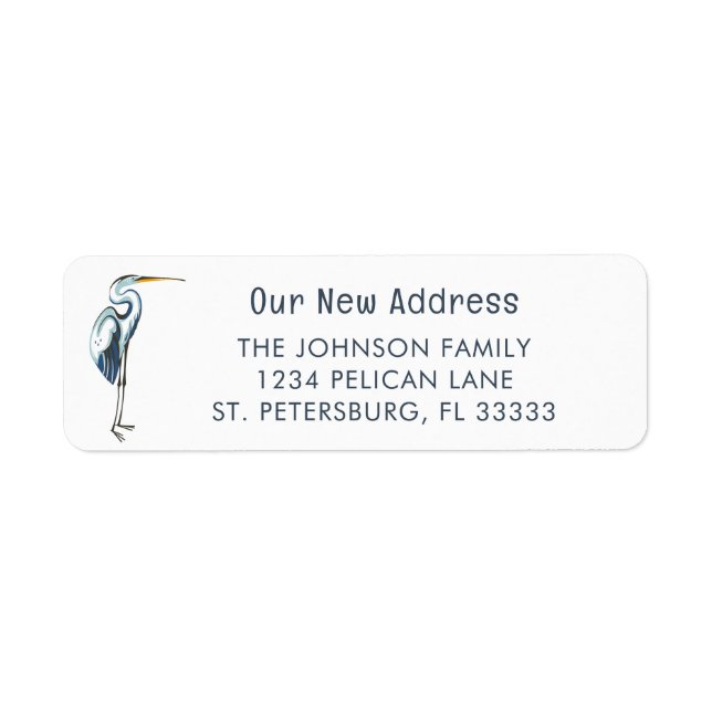 Blue Heron Moving Announcement Return Address Label (Front)
