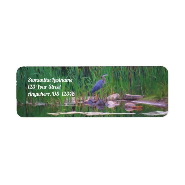 Blue Heron Nature Painting Address Return Address Label (Front)
