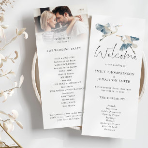 Blue Heron Photo Overlay Script Wedding Program