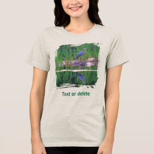 Blue Heron Reflections Animal Painting Tri-Blend Shirt