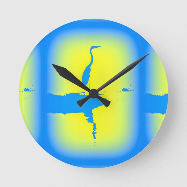 blue heron round clock (Front)