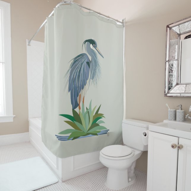 Blue Heron Shower Curtain (In Situ)