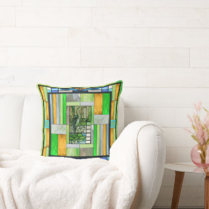 Blue Heron Stained Glass Cushion