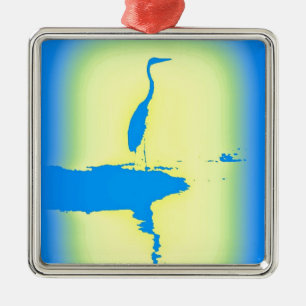 blue heron sunrise metal tree decoration