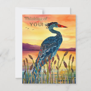 Blue Heron Sunset Greeting Card