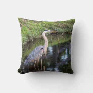 Blue Heron Wading in Water Cushion