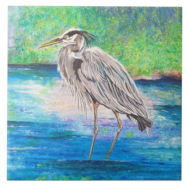 Blue Heron Watch Ceramic Tile (Front)