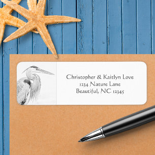 Blue Heron Water Bird Sketch Address Return Address Label