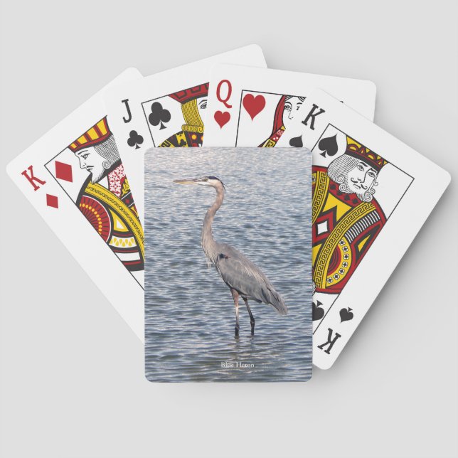 Blue Heron water playing cards (Back)