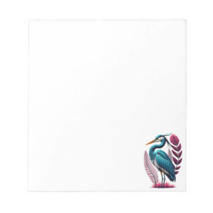 Blue Heron with Some Pink Feathers Serene Wildlife Notepad