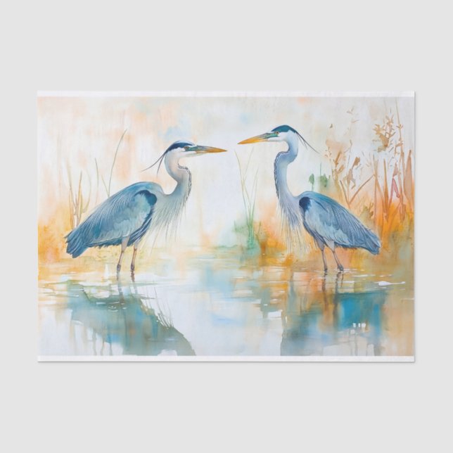 Blue Herons 5 Decoupage Paper (Front)