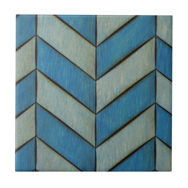 Blue Herringbone Ceramic Tile (Front)