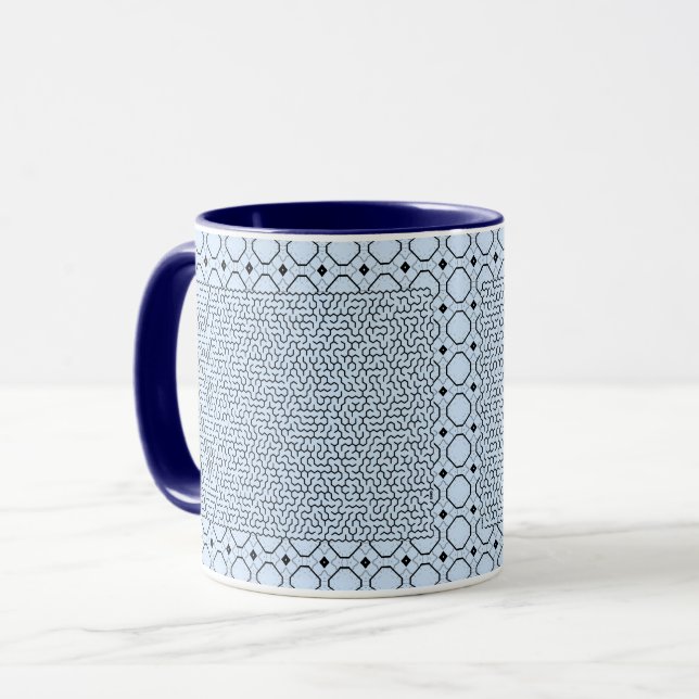 Blue Hexagon Maze Mug (Front Left)