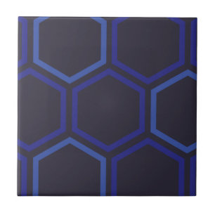 Blue Hexagon Pattern Ceramic Tile