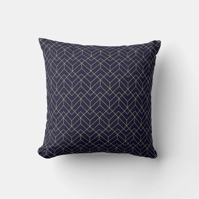Blue Hexagon Pattern Cushion (Front)