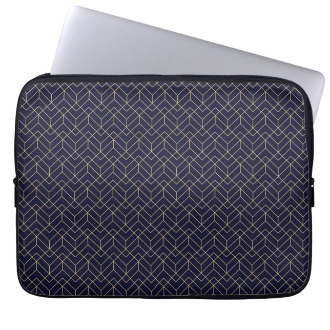 Blue Hexagon Pattern Laptop Sleeve (Front)