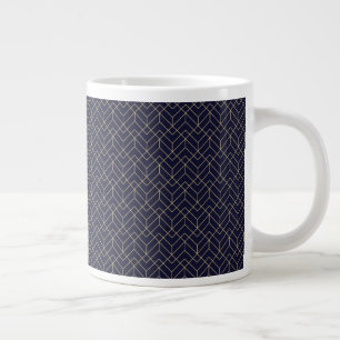 Blue Hexagon Pattern Large Coffee Mug