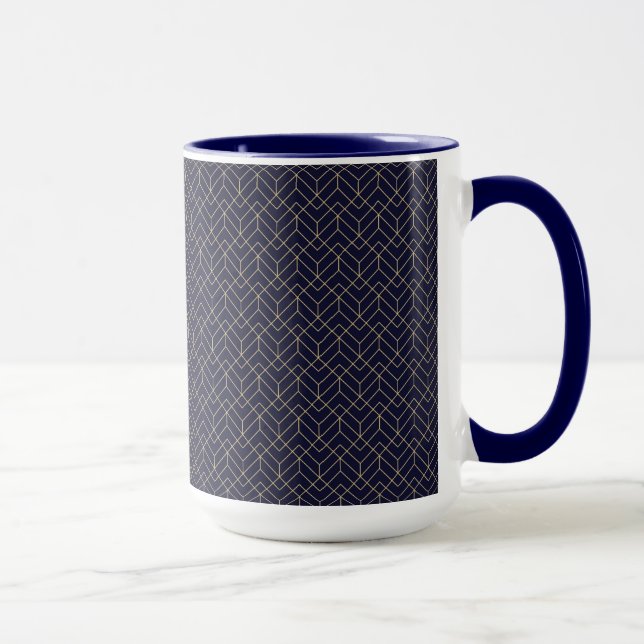 Blue Hexagon Pattern Mug (Right)