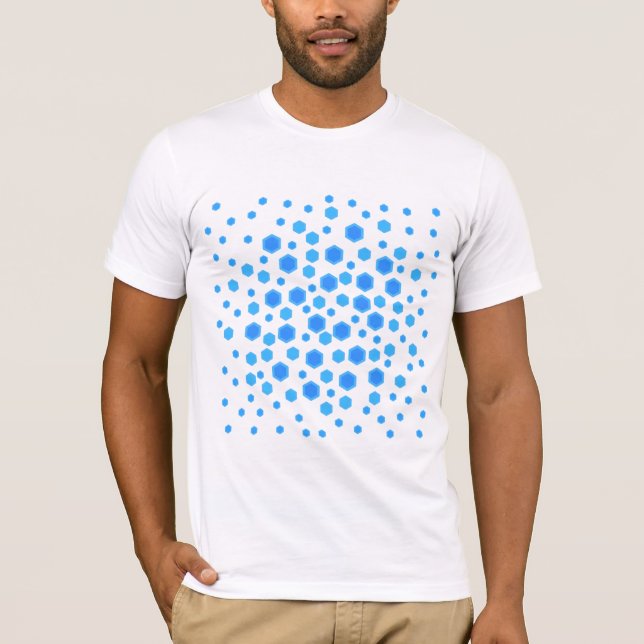 Blue Hexagons Pattern. T-Shirt (Front)