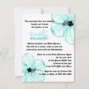 Blue Hibiscus Art Wedding Breakfast Invitation
