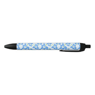 Blue Hibiscus, Blue Flowers, Pattern Of Flowers Black Ink Pen