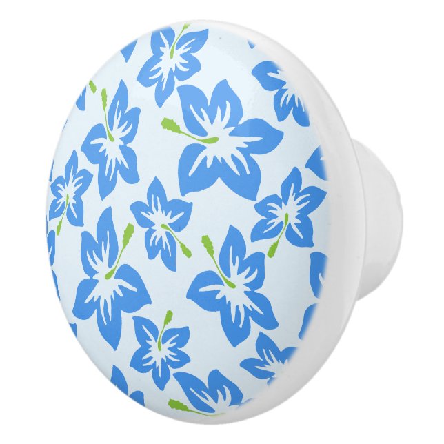 Blue Hibiscus, Blue Flowers, Pattern Of Flowers Ceramic Knob (Right)