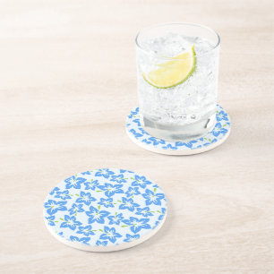 Blue Hibiscus, Blue Flowers, Pattern Of Flowers Coaster