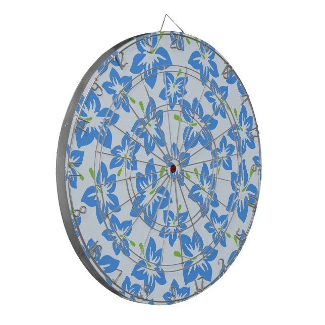 Blue Hibiscus, Blue Flowers, Pattern Of Flowers Dartboard (Front Left)