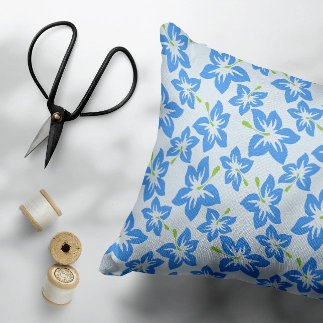 Blue Hibiscus, Blue Flowers, Pattern Of Flowers Decorative Cushion (Creator Uploaded)