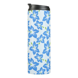 Blue Hibiscus, Blue Flowers, Pattern Of Flowers Thermal Tumbler