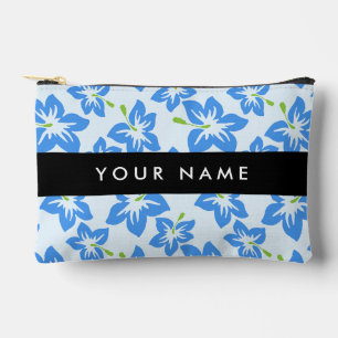 Blue Hibiscus, Blue Flowers, Your Name Accessory Pouch