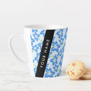 Blue Hibiscus, Blue Flowers, Your Name Latte Mug