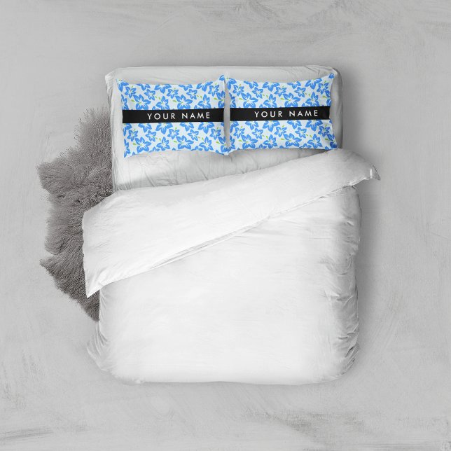 Blue Hibiscus, Blue Flowers, Your Name Pillowcase (Creator Uploaded)