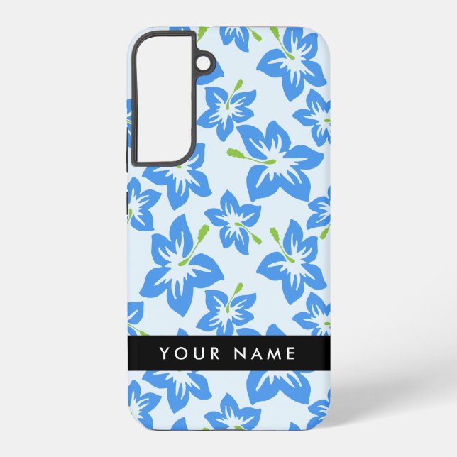 Blue Hibiscus, Blue Flowers, Your Name Samsung Galaxy S22+ Case (Back)