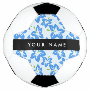 Blue Hibiscus, Blue Flowers, Your Name Soccer Ball