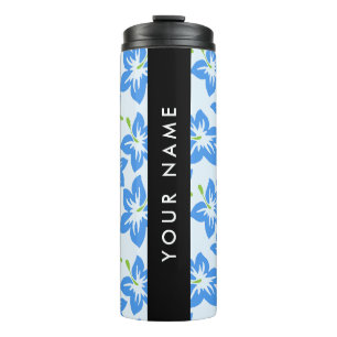Blue Hibiscus, Blue Flowers, Your Name Thermal Tumbler