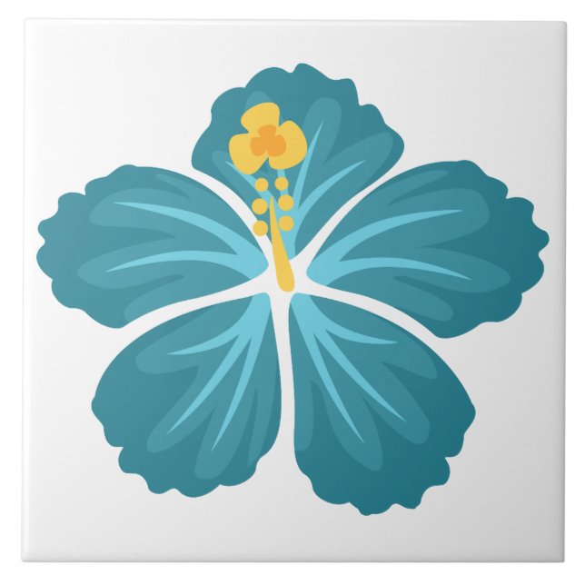Blue Hibiscus Ceramic Tile (Front)