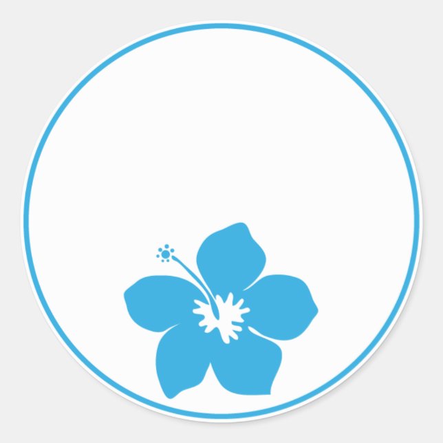 Blue Hibiscus Classic Round Sticker (Front)
