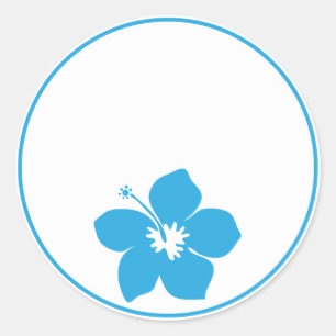 Blue Hibiscus Classic Round Sticker