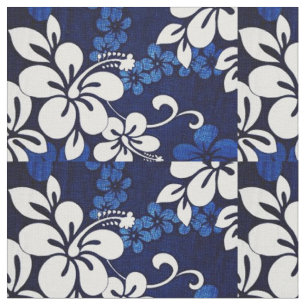 blue hibiscus fabric