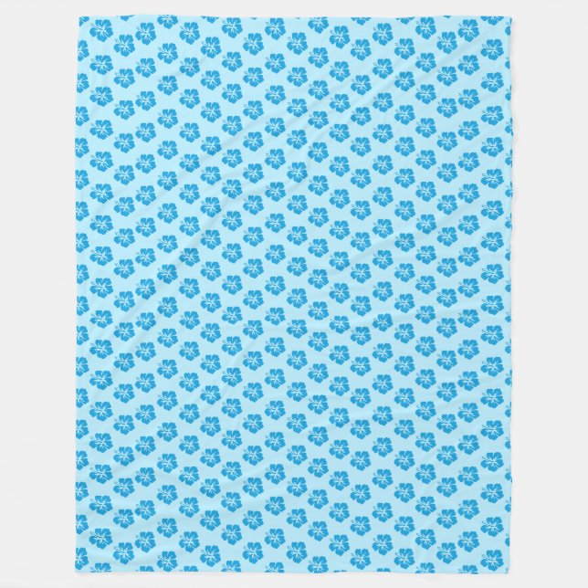 Blue Hibiscus Fleece Blanket  (Front)