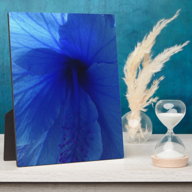 Blue Hibiscus Flower Plaque (Side)